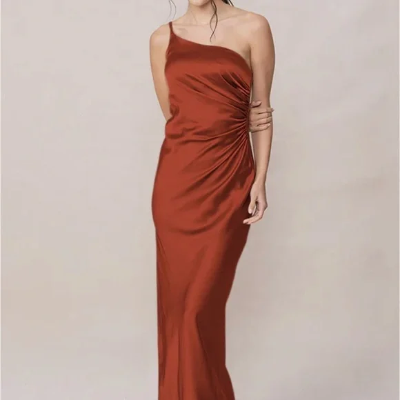 rusty brown color dress Schiffer Slip Midi Dress Rust| Beginning Boutique US 14 main image 0